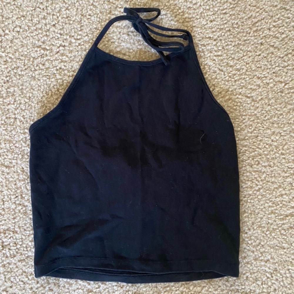 black halter crop top